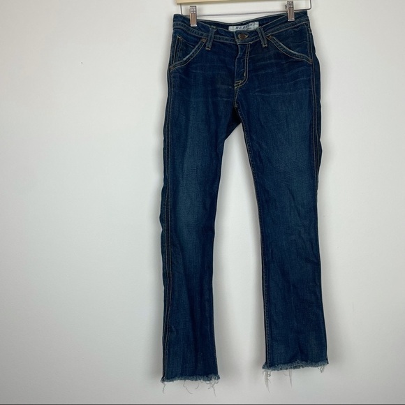 Hudson Dark Wash Straight Jeans Size 27 Raw Hem - Picture 1 of 7